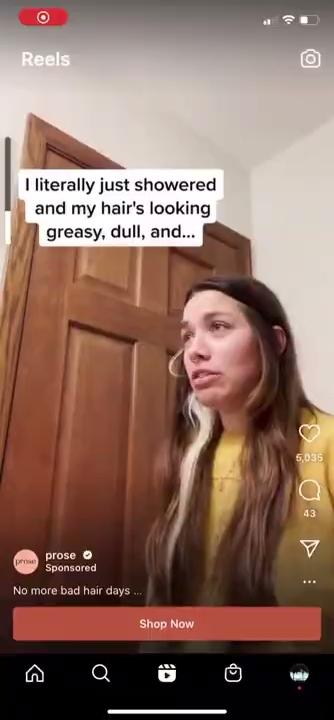 Example of an IG Reels native ad — real person with casual voice-over and handwritten caption